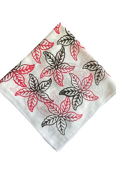 leillART White Floral Patterned Cotton Women's Hair Bandana