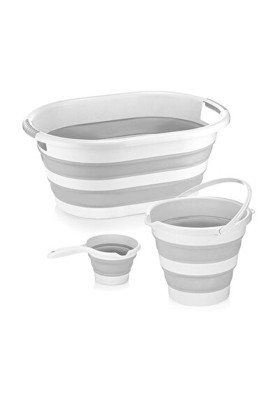 Zuu Baby 3'lü Temizlik Seti Middle - Katlanır Sele Çamaşır Sepeti - Katlanabi...