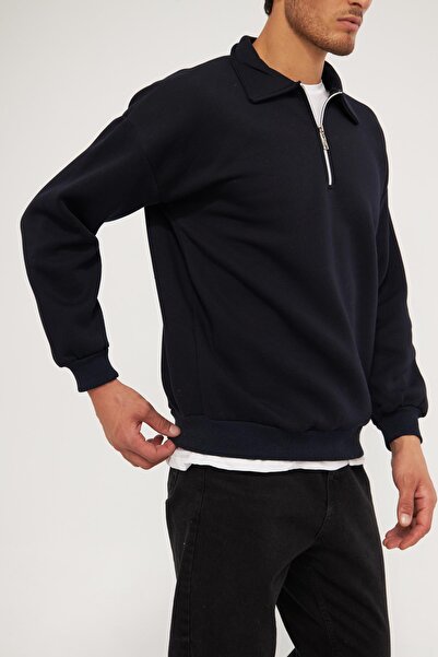 GHASSY CO. Ghassy Co. Ανδρικό φούτερ με λαιμόκοψη με μισό φερμουάρ