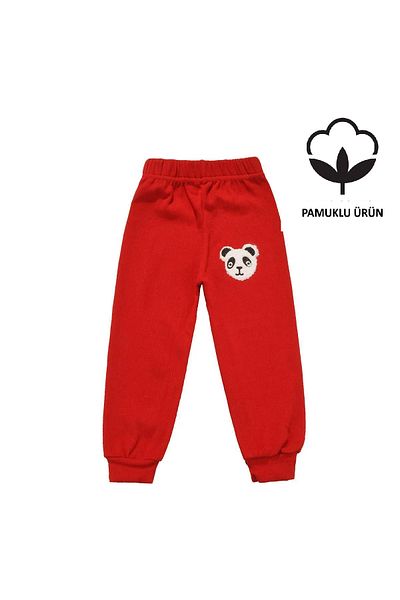 Canix Panda Embroidered Unisex Baby Bottom Red