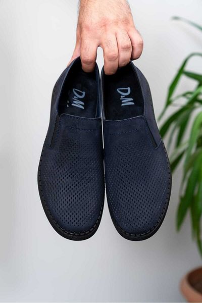 D&M DANİ&MARCA Loafer pentru bărbați din piele naturală - ocazional, pantofi de vară, nubuc ALBASTRU ÎNCHIS