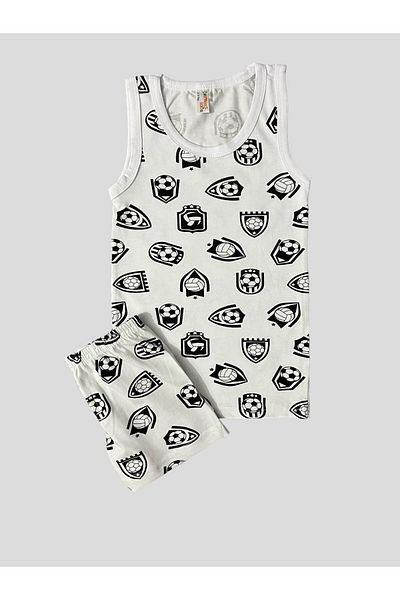 elmas kids Boy's Cotton Football Patterned Black and White Colored Athlete Boxer Set