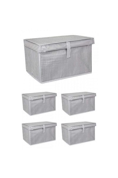 tofipashop 5 Pieces Multi-Purpose Laundry Storage Organizer Storage Bag with Cover, Box Mini 40x30x26 Gray