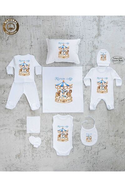 yzc home size dair... E113 Isme Özel Isimli Baskılı Bebek 10lu Beyaz Hastane ...