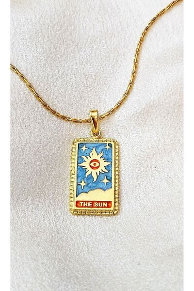 WONDER TOUCH Tarot kartı kolye,güneş kartı kolye,sun tarot kartı tılsım kolye...