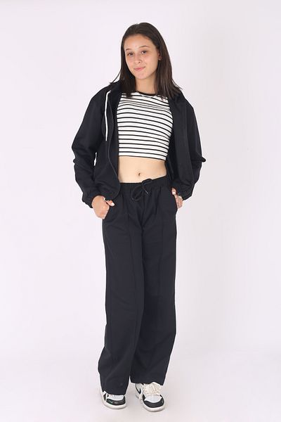 cm buseyiz Set de trening cu glugă pentru fete - Set de tricou din 3 piese și pantaloni tubular pentru fete