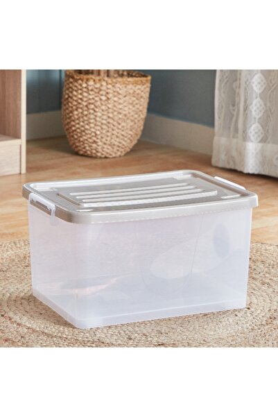 Home Box صندوق تخزين شفاف متعدد الأغراض من جوانا مع عجلة سعة 32 لتر