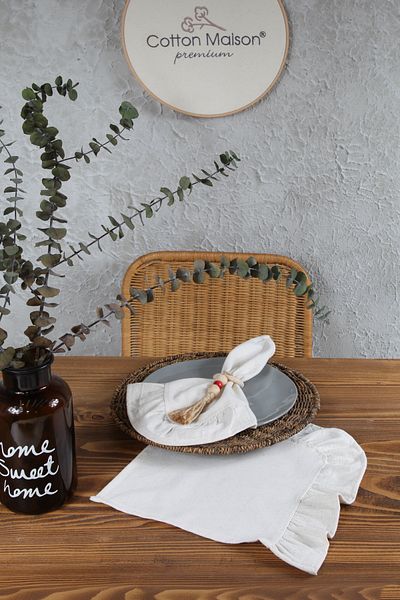 cotton maison Φυσική χαρτοπετσέτα με βολάν δύο άκρων 6 τεμαχίων Vintage 30x30 εκ
