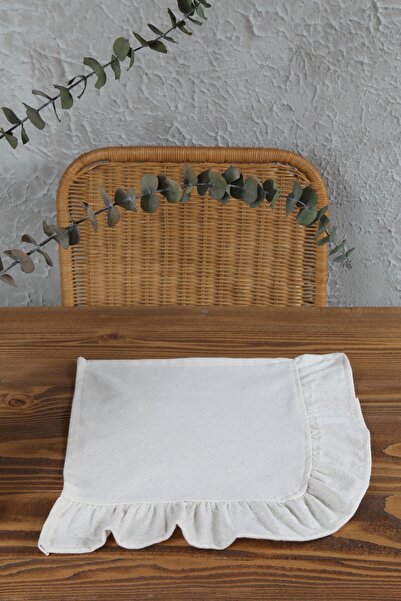 cotton maison Naturel İki Uç Fırfırlı Peçete 6 Lı Vintage 30x30 Cm
