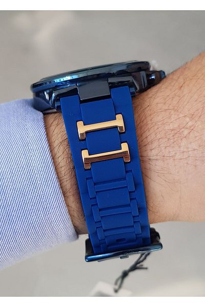 Daniel Klein Navy Blue Silicone Strap Calendar Men's Wristwatch