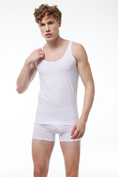 Malabadi Λευκό λεπτό λουράκι Modal εσώρουχο - 3 τεμάχια, χωρίς σήμανση, ανδρικό 3M013