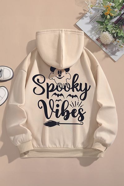 MYADA Trend Premium Spooky Vibes - Little Ghost Printed Oversize Hooded Παιδικό Φούτερ 22518