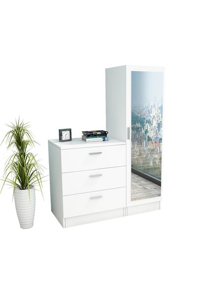 Robin Home Lyana Aynalı Şifonyer Gardırop Beyaz