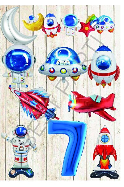 BEST PARTİ DOĞUM GÜNÜ PARTİ SÜSLERİ Age 7 Space Themed Birthday Party Set