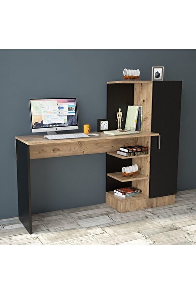 Robin Home Arthur Kitaplıklı Çalışma Masası Genç Bilgisayar Masası Raflı Çam ...