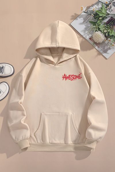 MYADA Γραπτό Awesome Oversize Hooded Παιδικό Φούτερ με Γυαλιά - Teddy Bear Printed 22526
