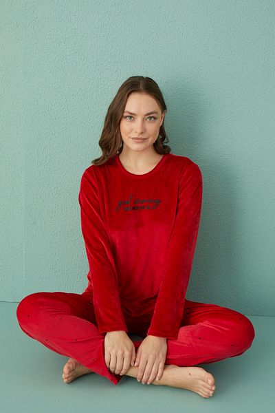 Mihra Stil Mihra 13312-6 Velvet Winter Pajama Set