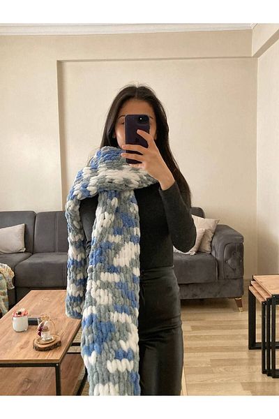 Moda Biçer Hand Knitted Scarf Puffy Fashion Mower