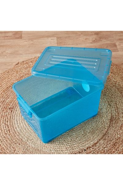 Home Box Rolling 32 L Storage Box with Wheels and Lid - 47x34x25 cm