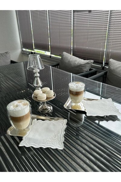 LİNDA MİA WHITE LEAF COCKTAIL NAPKIN SINGLE