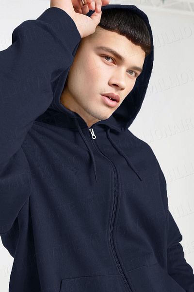 Millionaire Ανδρικό φλις καγκουρό Navy Blue - Φούτερ με κουκούλα, με φερμουάρ, oversize