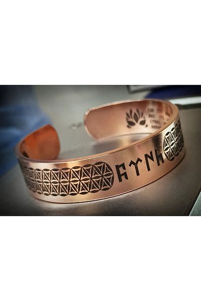 DA Cooper Design Copper Bracelet Ftnh Written 45-50 Gr Copper Bracelet