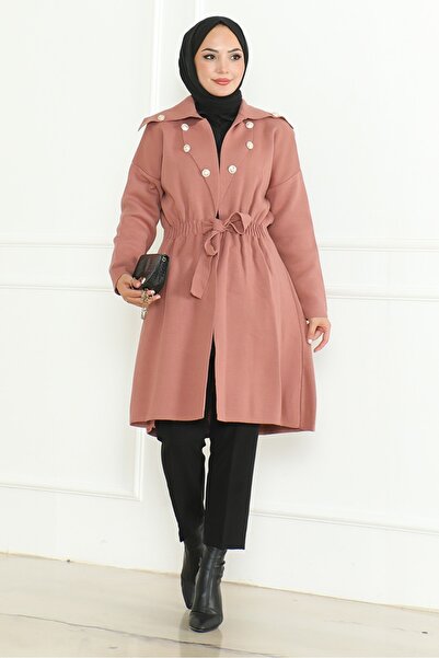 Bestenur Πλεκτό καπέλο Dusty Rose Beylem - Ελαστική μέση 1193