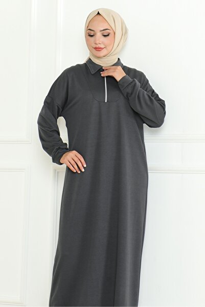 Bestenur Lener 1199 Model Smoked Zippered Dress