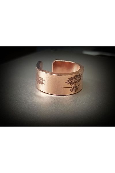 DA Cooper Design Cooper Design Tree of Life and Lotus Symbol Copper Ring