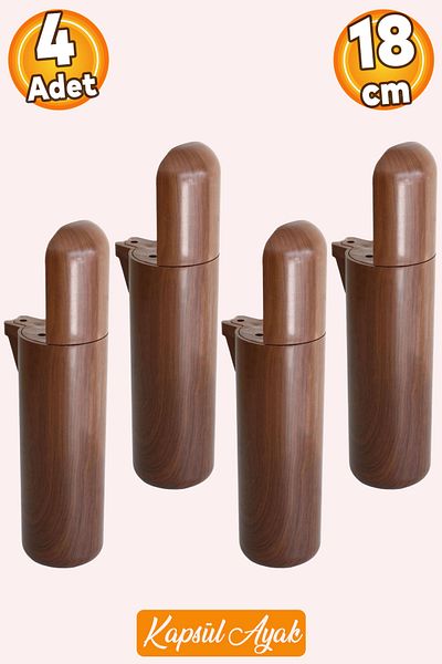 Badem10 Capsula Bohemian (PREMIUM) Mobila Canapea Fotoliu Baza Picior Picioare Lemn Modelat Nuc 18 Cm 4 Buc