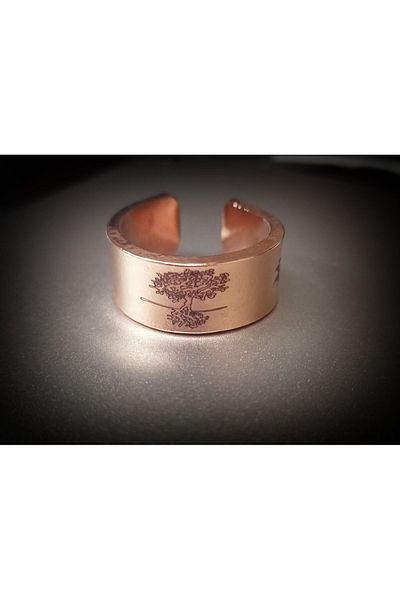 DA Cooper Design Cooper Design Tree of Life and Lotus Symbol Copper Ring
