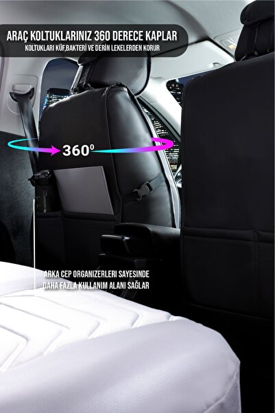 PlusOto Skoda Kamiq Uyumlu Elegance Serisi Füme Oto Koltuk Kılıfı 5li Takım Set