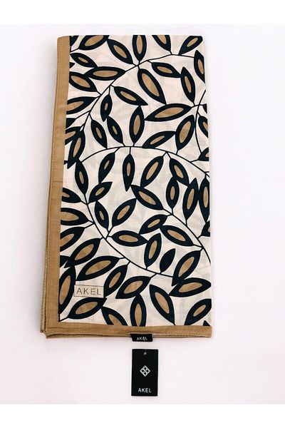 Akel 95X95 Digital Soft Scarf - Leaf Pattern