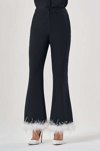 Mizalle Furry Luxury Black Pants