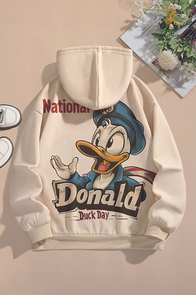 MYADA Trend Premium Sailor Duck μοτίβο Oversize παιδικό φούτερ με κουκούλα - 22469 22466
