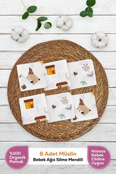 Palm Design 100% Organic Cotton Muslin Baby Mouth Wipes - Gift Sweat Cloth