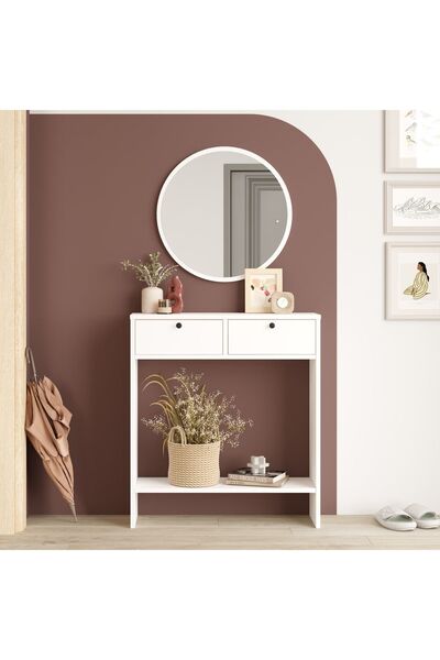 Robin Home Queen Aynalı Dresuar 2 Kapaklı Beyaz