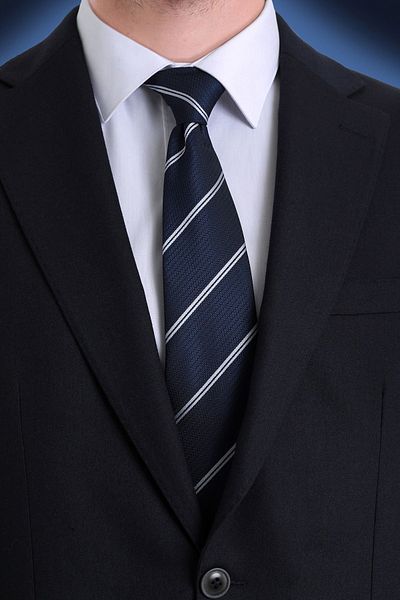 Hatemoğlu Navy Blue Striped Tie