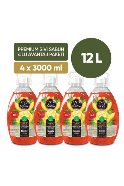 Papilion Mango Kokulu Sıvı Sabun 3000 ml x4 Ekonomik Paket
