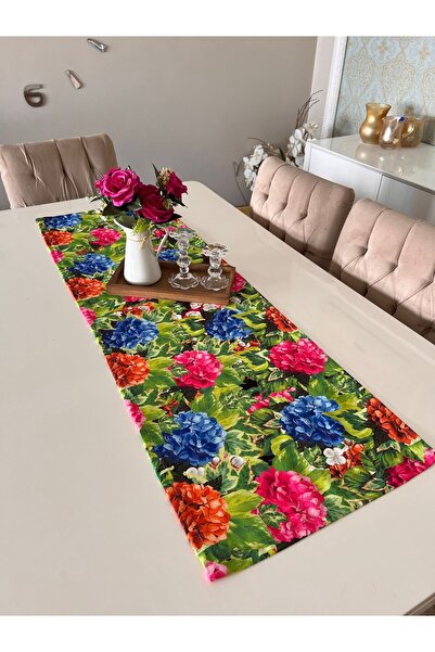 Ayd Home عداء منقوش بالزهور الوردية - شرفة حديقة مع طاولة مستطيلة