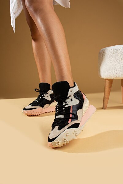 Pembe Potin Жіночі чорні шнуровані повсякденні зручні кросівки на плоскій під...