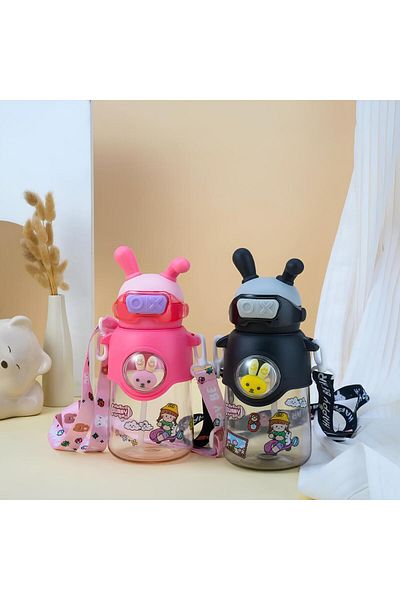 BLA GROUP 660ml Children's Water Bottle - Bpa Free Water Bottle with Rabbit Figure with Carrying Strap Sticker