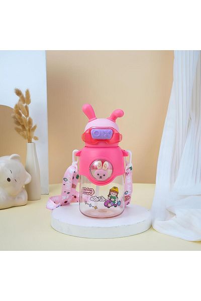BLA GROUP 660ml Children's Water Bottle - Bpa Free Water Bottle with Rabbit Figure with Carrying Strap Sticker