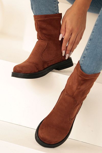 Pembe Potin Γυναικείες μπότες Tan Nubuck Comfortable Poly Sole Daily Stretch Boots