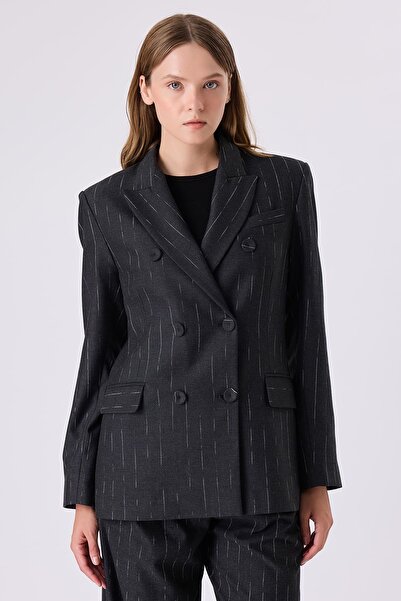 FEVER Çizgili kruvaze ceket