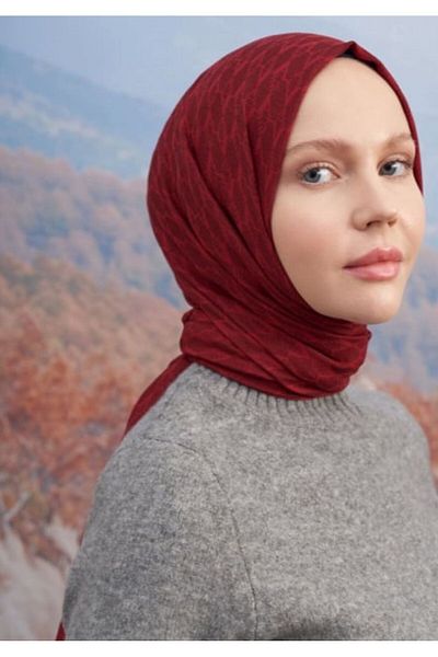 ARMANDA Burgundy Cotton Monogram Shawl