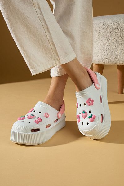 Pembe Potin Pudră albă pentru femei Eva Sea Beach Doctor Nurse Hospital Confort Sandale confortabile Papuci
