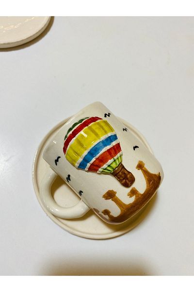 Banuart Flying Balloon Cappadocia Gift Handmade Ceramic Coffee Cup