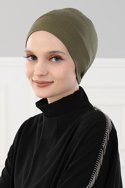 Aisha's Design بونيه من القطن الممشط - كاكي، B-37