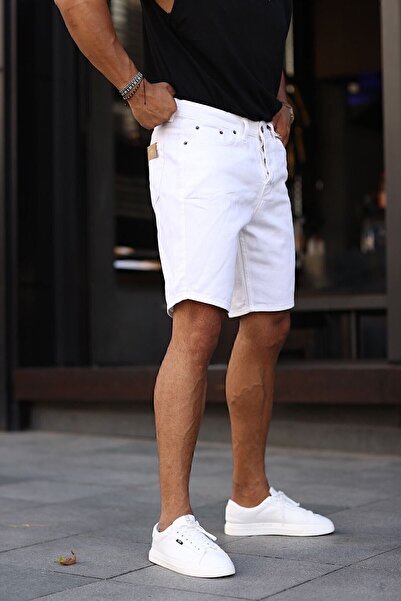 NO61 Бойфренд Комфортна посадка Однотонний білий сорт Капрі